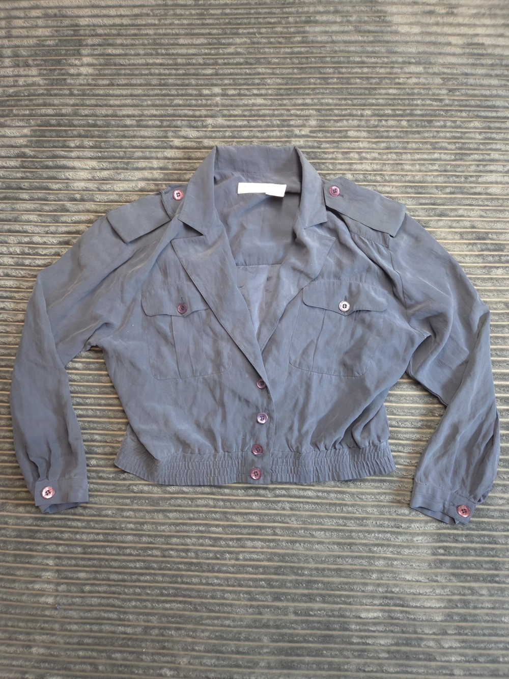 Liz Claiborne Slate Gray Vintage Cropped Utility Blazer